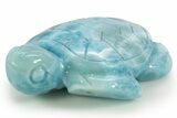 Stunning Carved Larimar Sea Turtle - Dominican Republic #314981-2